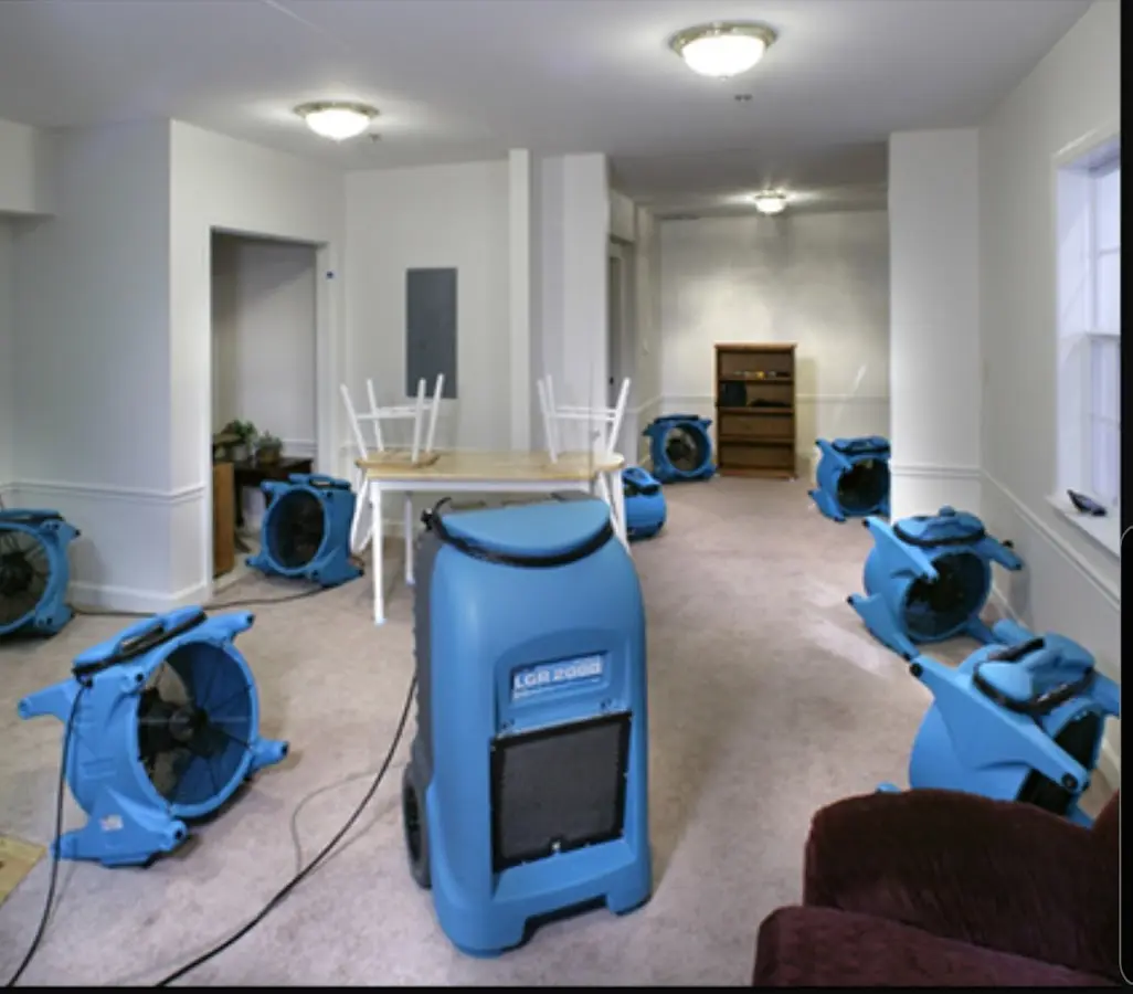 Air movers and dehumidifier setup for Water Extraction & Removal in Dayton